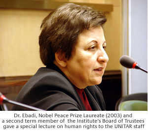 Dr. Shirin Ebadi addressed to the UNITAR staff