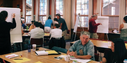 Participants of the Tribal Climate Camp at a practical exercise session.