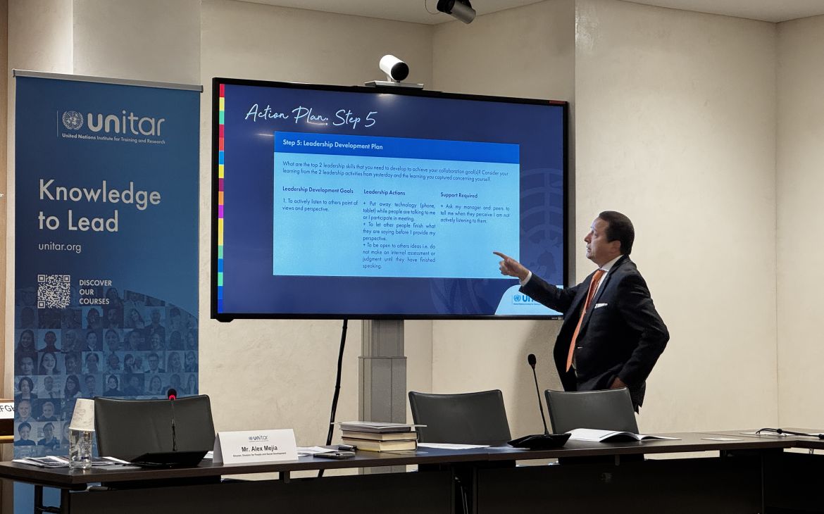 Mr Alex Mejia, Director of the Division for People and Social Development at UNITAR, session on Barriers to Collaboration,