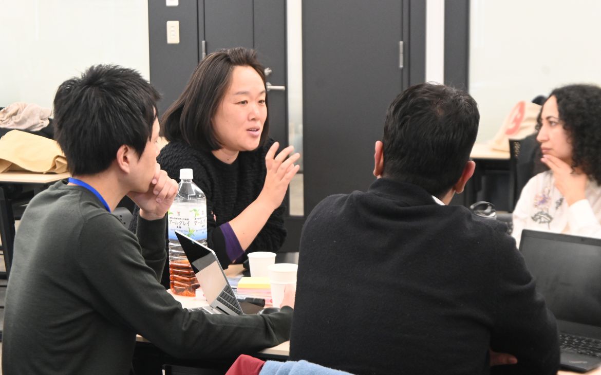 Four participants in group discussion