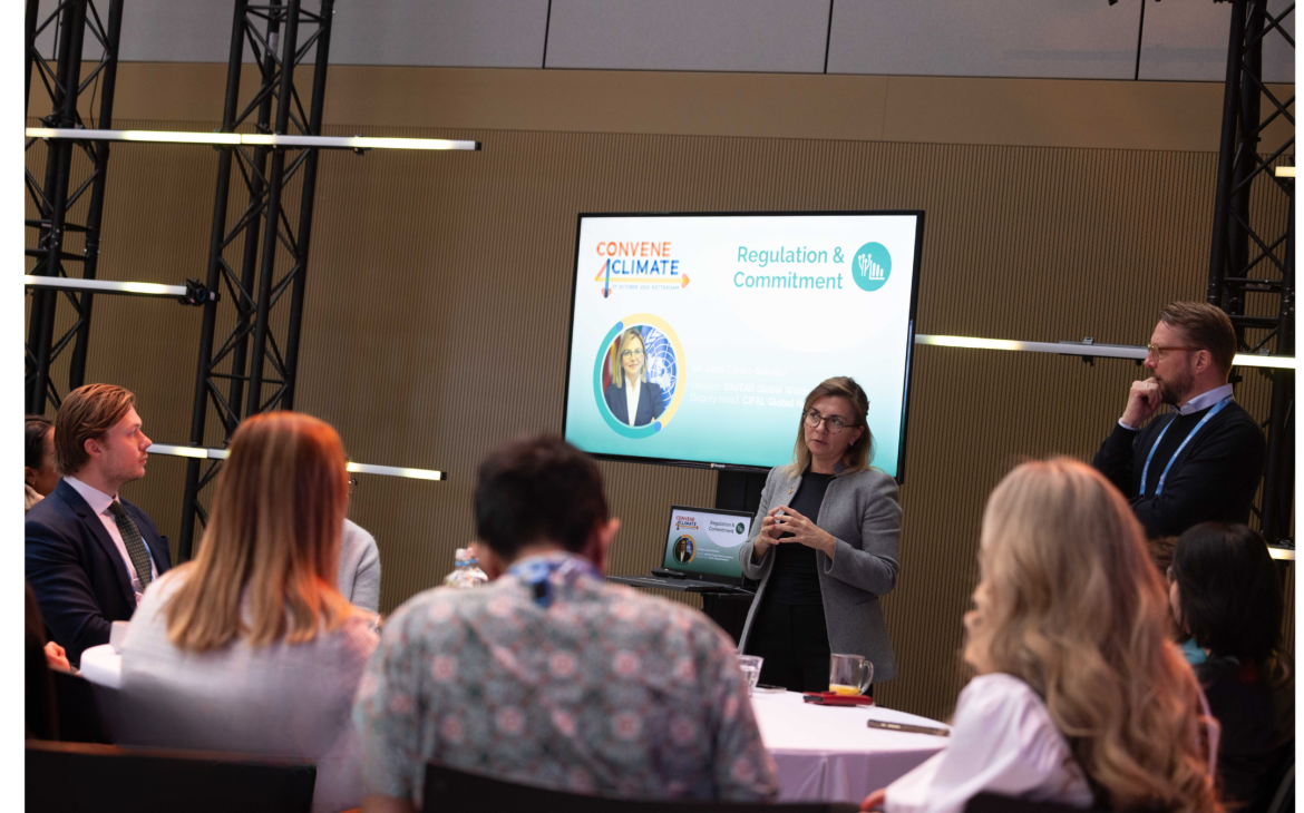 Ms. Ebru Canan-Sokullu leading a discussion or workshop at Convene 4 Climate