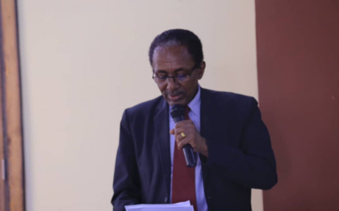 His Excellency Professor Fikadu Beyene Commissioner of EFCCC, opening the guideline validation workshop, December 2019, Bishoftu, Ethiopia.