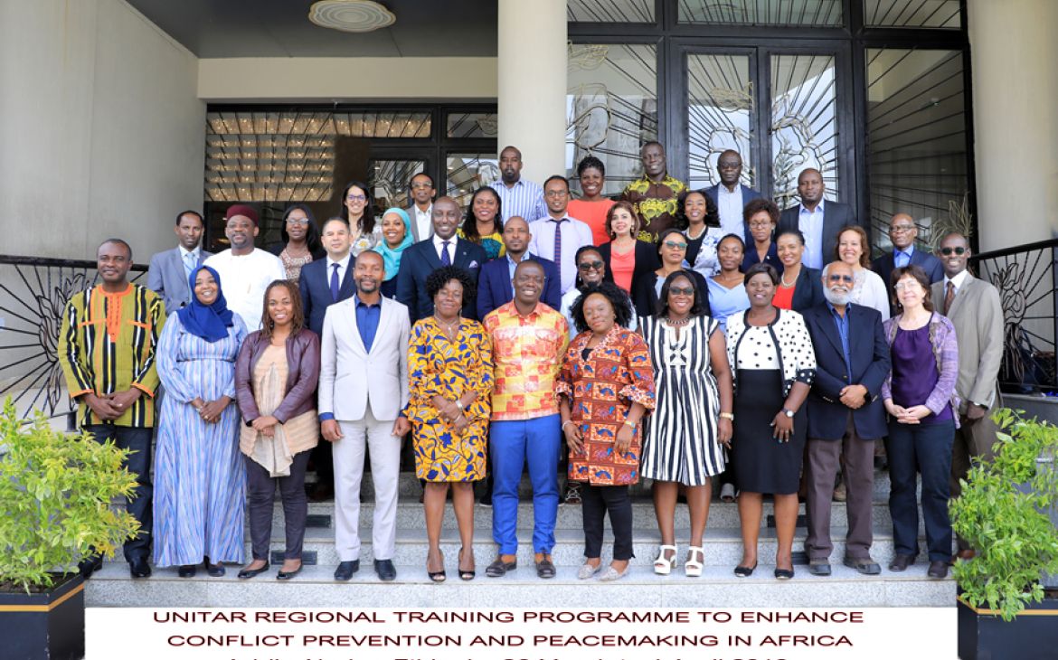 Participants, resource persons and UNITAR staff at the Regional Training Programme to Enhance Conflict Prevention and Peacemaking in Africa Participants, resource persons and UNITAR staff at the Regional Training Programme to Enhance Conflict Prevention and Peacemaking in Africa
