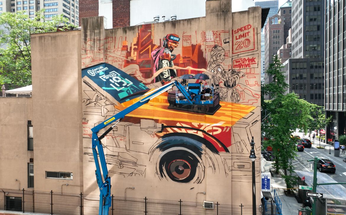 UNITAR's ‘Safe Driving is Cool’ mural in progress