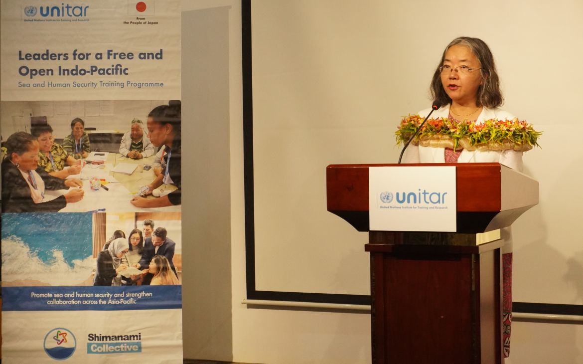 Photo of Head of UNITAR Hiroshima Office Chisa Mikami, speaking