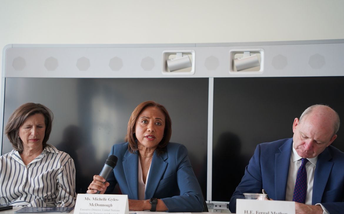  Michelle Gyles-McDonnough, UN Assistant Secretary-General and Executive Director of UNITAR, delivers opening remarks at the Global Higher Education Symposium II.