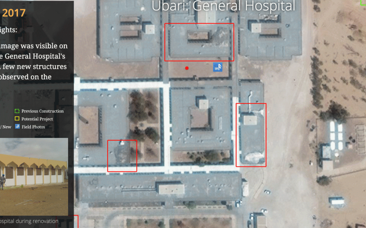 Web-map highlighting reconstruction of a hospital in Ubari, Libya 