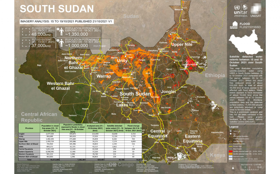 Satellite images and analysis to support rapid humanitarian response during floods in South Sudan