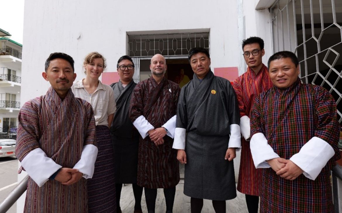 With the mayor in front of Thimphu Thromde, Sonam on the left