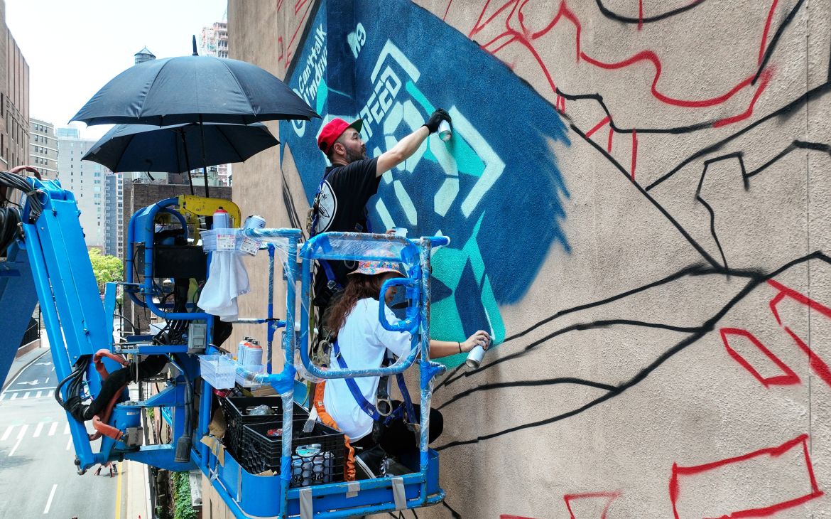 UNITAR's ‘Safe Driving is Cool’ mural in progress