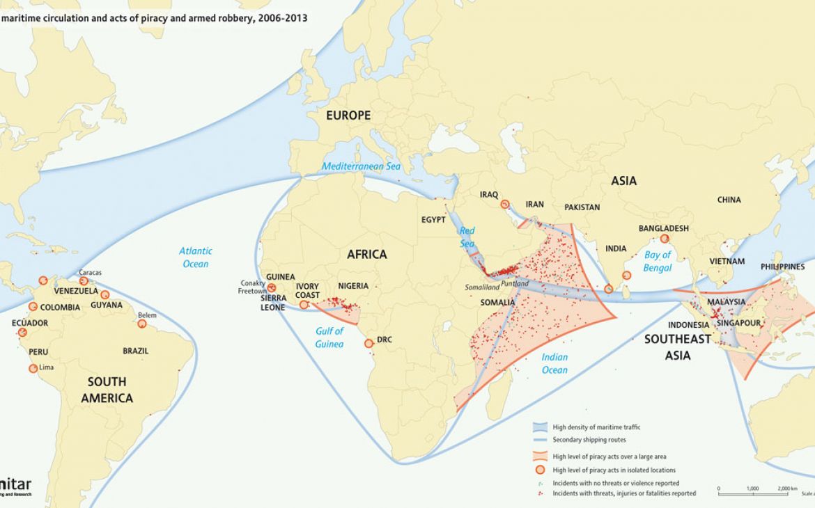 Main maritime circulation and acts of piracy and robbery 2006 - 2013