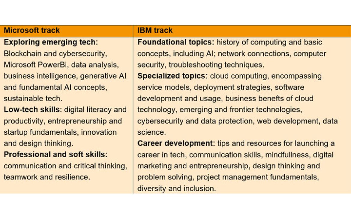Table 1 - Topics covered by the programme