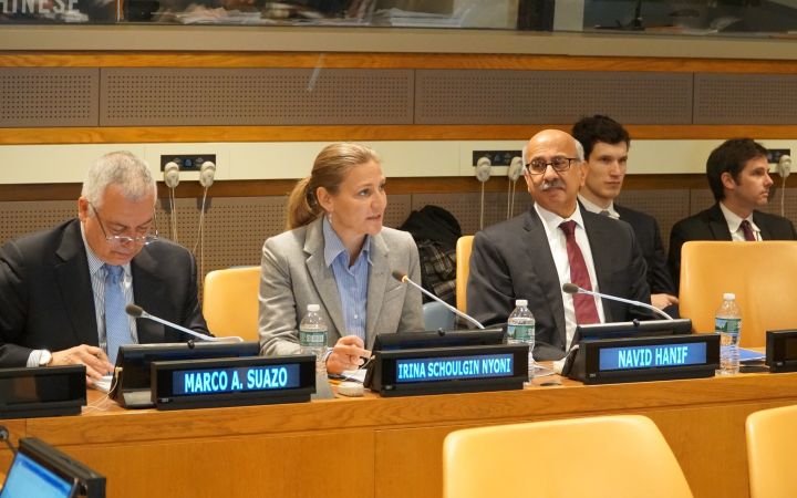 H.E. Ambassador DPR of Sweden addressed the meeting after the opening by the UNITAR-NYO Head of Office Mr. Marco Suazo, followed by a presentation by FSDO Director Mr. Navid Hanif H.E. Ambassador DPR of Sweden addressed the meeting after the opening by the UNITAR-NYO Head of Office Mr. Marco Suazo, followed by a presentation by FSDO Director Mr. Navid Hanif