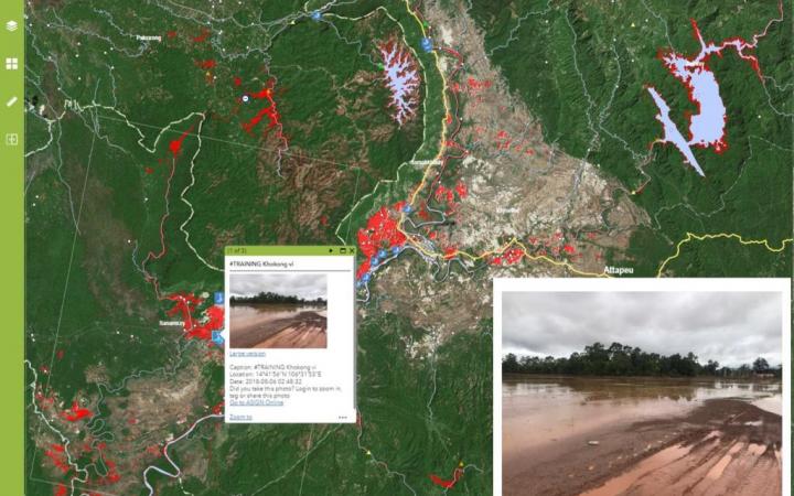 GDACS LIVE Map snapshot illustrating flood extent following dam collapse (UNOSAT)