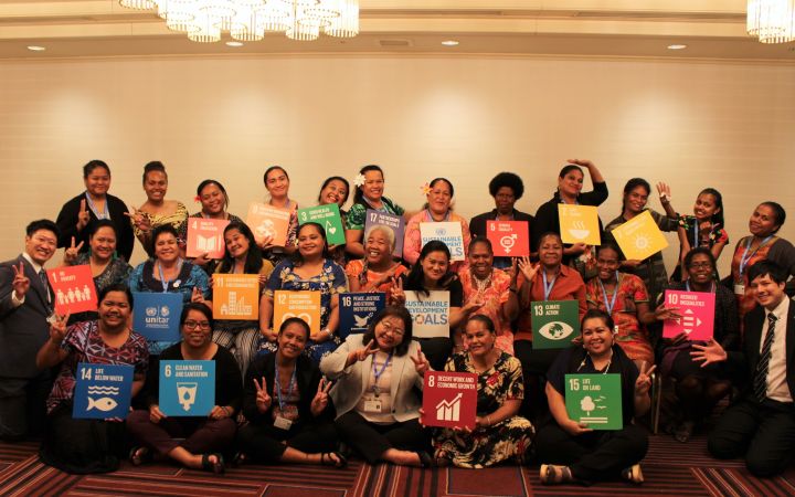 Group photo from the UNITAR Disaster Risk Reduction Training Programme in 2019
