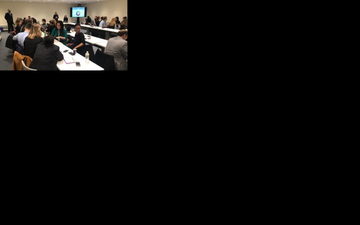 Participants working in small group exercises UNITAR NYO Begins Columbia Law School Series on Leadership and Self-Awareness