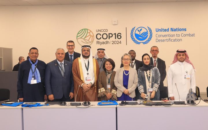 Group photo of UNITAR-Islamic Development Bank Side Event at COP16: Global Advocacy Dialogue Series "Cultivating Prosperity: Agriculture Partnerships for Sustainable Development"
