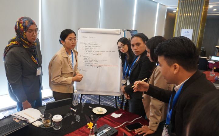 Participants doing group works in the UNITAR Sea and Huma Security Workshop in Jakarta