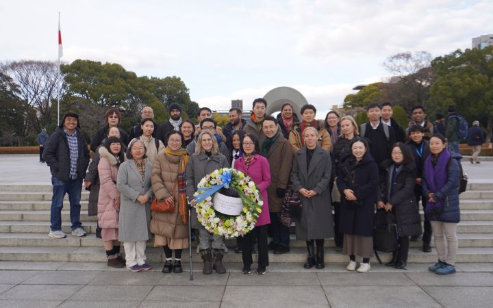 Program for Global Human Resource Development for Peacebuilding and Development Mid Career Course Group Photo at the Hiroshima Peace Memorial Park