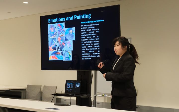 Photo of student presenting