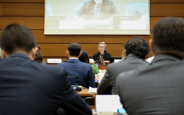 Ms. Mihoko Kumamoto giving a speech at UNITAR AI Masterclass: Shaping the Future of Artificial Intelligence for Global Impact