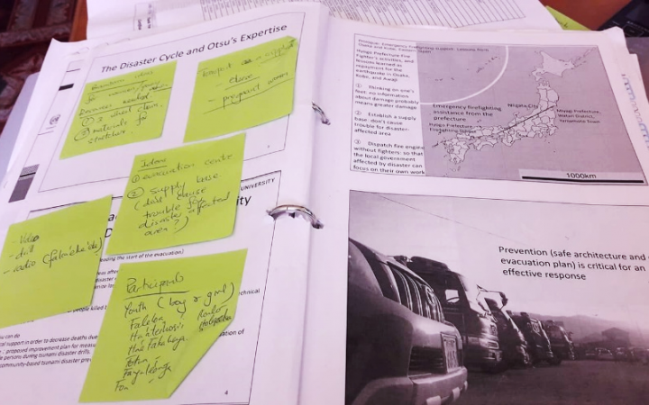 Lu’isa’s notes from the UNITAR training she participated in helped to inspire her community work as she adapted the methods shared to her local context. 