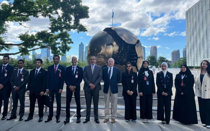 Fellows and Amb. Mr. Marco Suazo Standing for a group photo in front of UNHQ