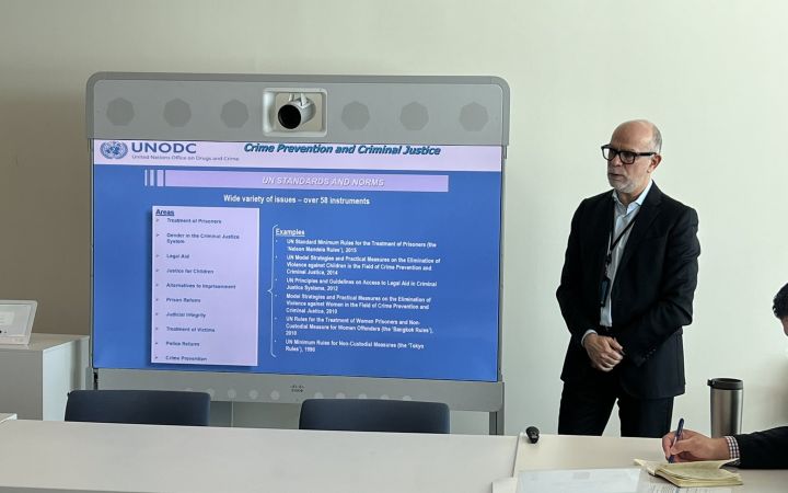 Mr. Matteo Pasquali leads a discussion on UNODC
