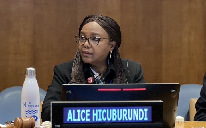 Ms. Alice Hicuburundi speaking at the briefing
