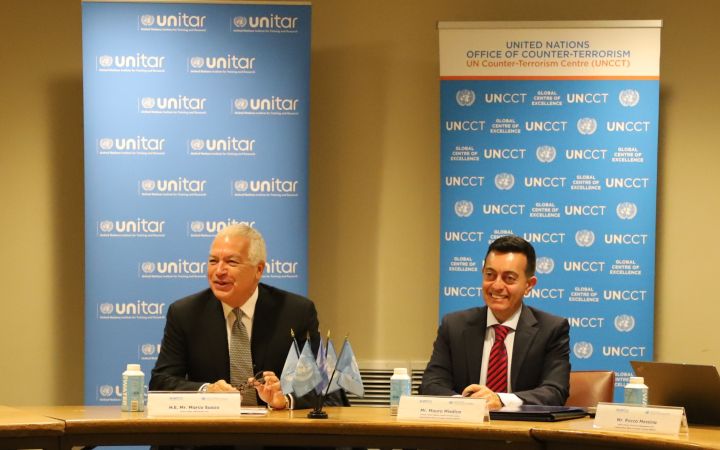 Mr. Mauro Miedico, Director of UNCCT, UNOCT and Mr. Marco Suazo, Head of UNITAR New York Office