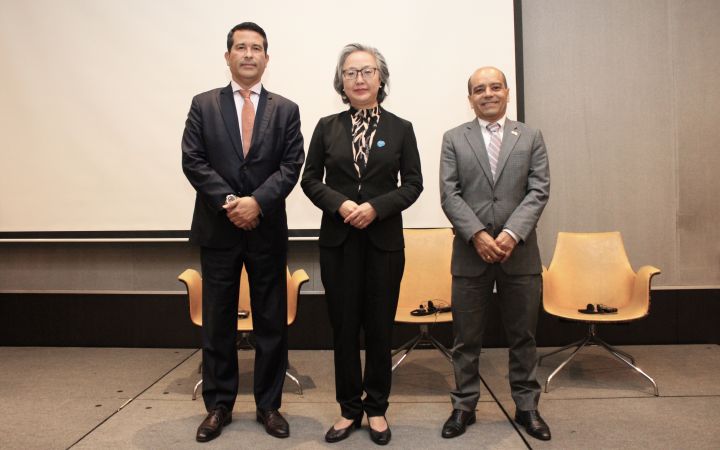 UIAF, UNITAR and University of Antioquia representatives during the PEM launch