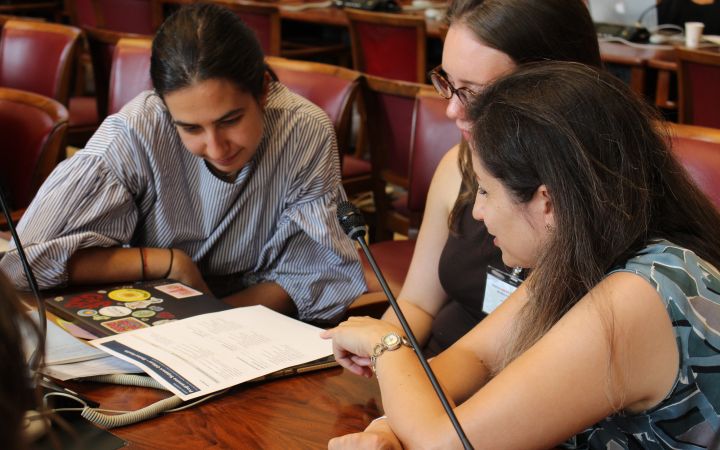 Participants working together