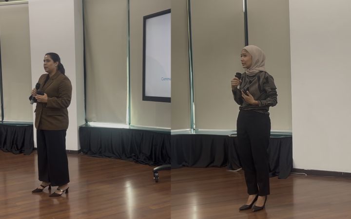 Google Managers, Ms. Aarti Ahuja and Ms. Arina Dafir, are giving a talk.