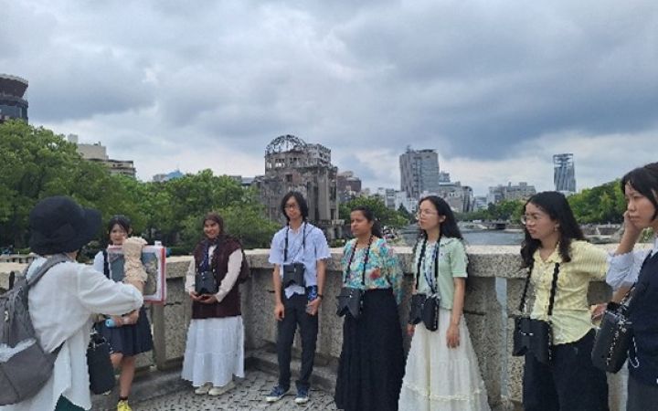 A group of UNITAR training programme participants participating in a study tour in Hiroshima