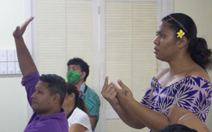 Maselina Iuta Teaching Sign Language
