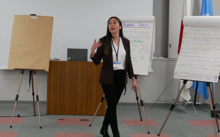 Photo of Nathalie Fakher Eddine presenting during UNITAR Training
