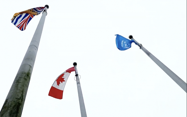 The United Nations flag was raised at First Peoples House on March 22