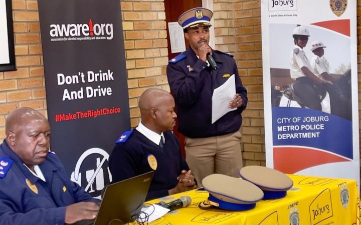 Opening remarks led by a Johannesburg Metropolitan Police Department (JMPD) official Presentation during the Training of Trainers workshop for the Autosobriety Training Programme to Prevent Drink-Driving