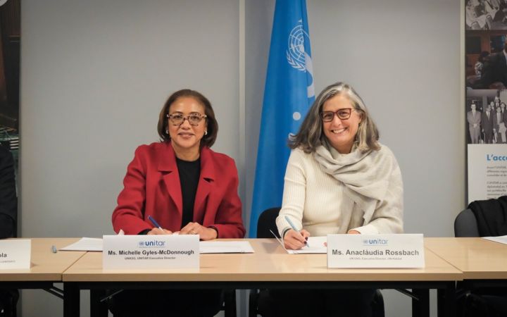 Michelle Gyles-McDonnough, Assistant Secretary-General and Executive Director of UNITAR, and Anacláudia Rossbach, Under-Secretary-General and Executive Director of UN-Habitat.