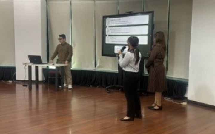 The group is giving a presentation.