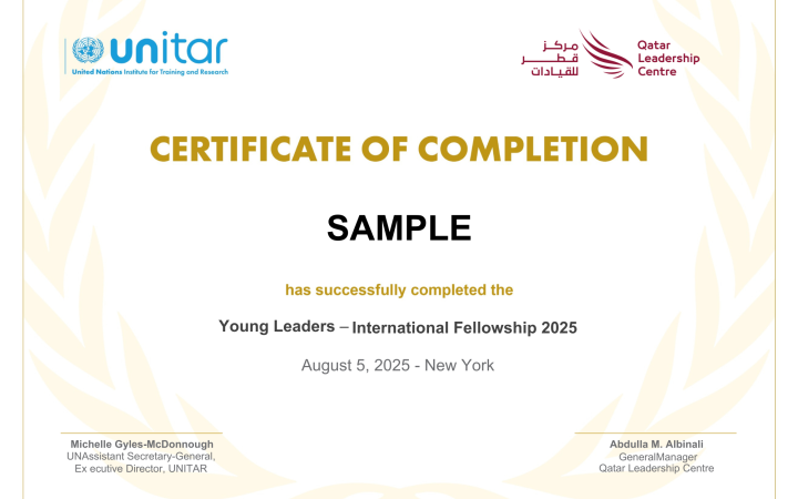 Sample of the Certificate of Completion