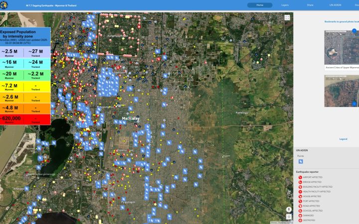 UNOSAT Live Web Map- M. 7.7 - Sagaing earthquake - Myanmar / Thailand6 analysis status of each AOI.