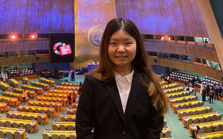 Sena Chang at the United Nations General Assembly Hall