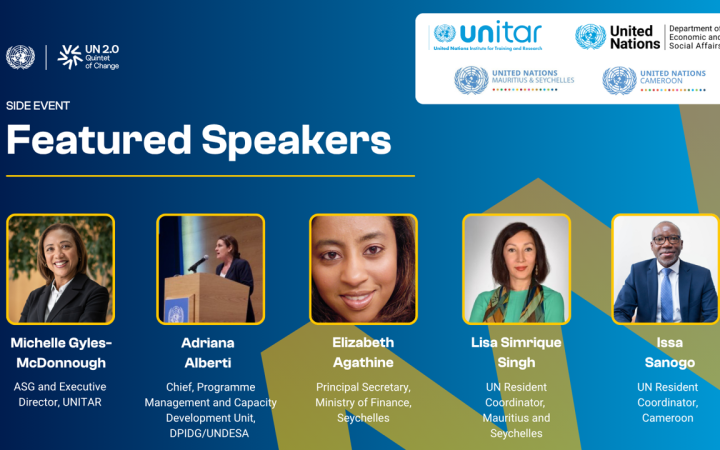 The image depicts the pictures and titles of the 5 featured speakers