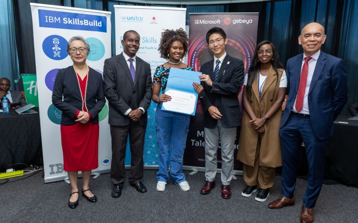 Betty Mwende at graduation ceremony of the UNITAR 2023 “Developing Essential Digital Skills for Women and Youth in Africa: Enhancing Employment Opportunities and Livelihood Development in the Digital Economy” training programme.