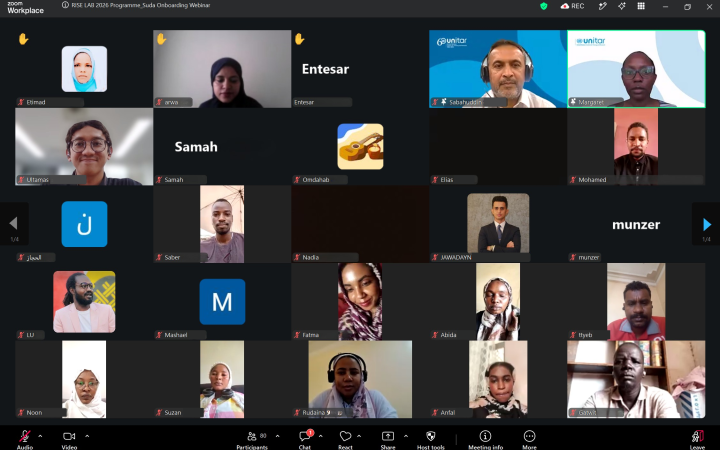 A screenshot image of faces of participants of the Sudan UNITAR RISE Lab 2026 Entrepreneurship and Agribusiness Training Launch