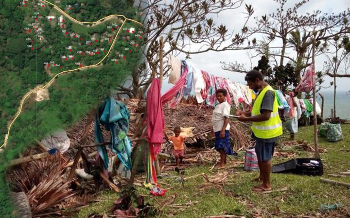Satellite imagery-based map and damaged housing in Vanuatu