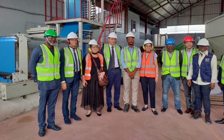 The French Ambassador to Nigeria, HE Mrs Emmanuelle Blatmman paid a visit to the Plastic Recycling plant in Nigeria.  