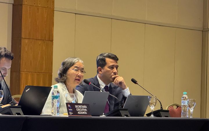 Chisa Mikami (UNITAR) and Luis Llinas (UIAF) during the 50th GAFILAT Working Groups and Plenary Meetings