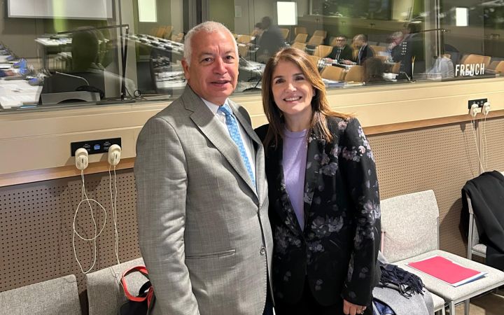 H.E. Paula Narváez, Permanent Representative of the Mission of Chile to the United Nations and Marco Suazo, Acting Head of UNITAR office in New York at the AI Training for Diplomats